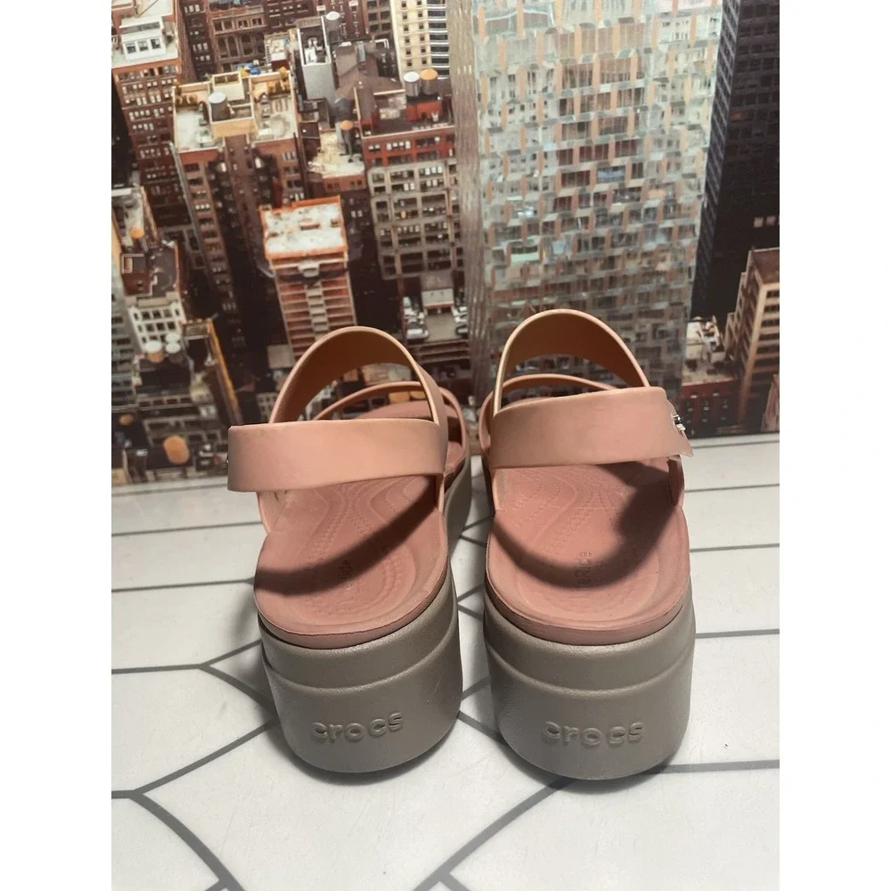 Crocs Brooklyn Low Wedge Platform Sandals Pink Women Size 7 Adjustable - Picture 11 of 12